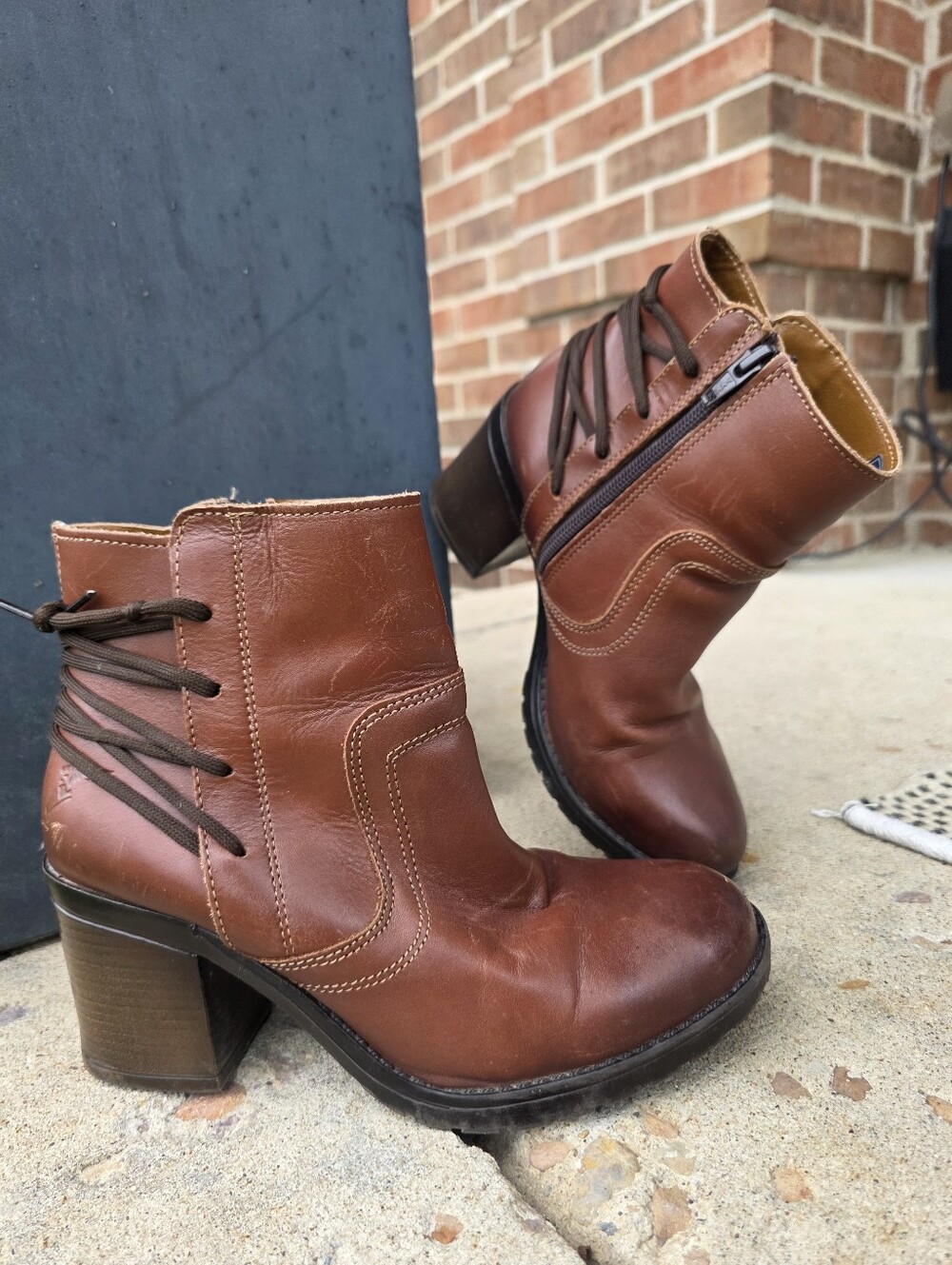Goodyear Brown Leather Lace-Back Heeled Ankle Boots GY-23926 Size 7 / 24 MEX